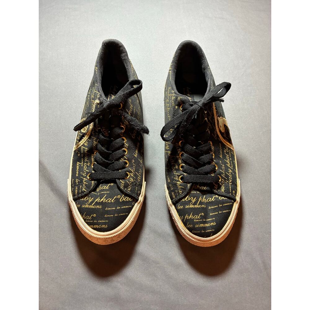Baby Phat Kimora Lee Simmons Sneakers Women’s Black Gold Logo Script Y2K Shoes